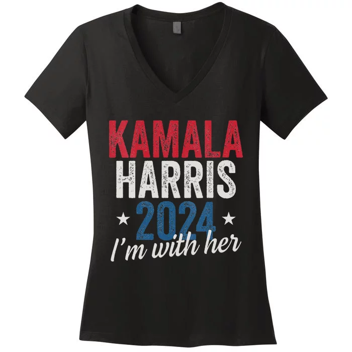 Kamala Harris 2024 Support IM With Her Kamala Harris 2024 Women's V-Neck T-Shirt