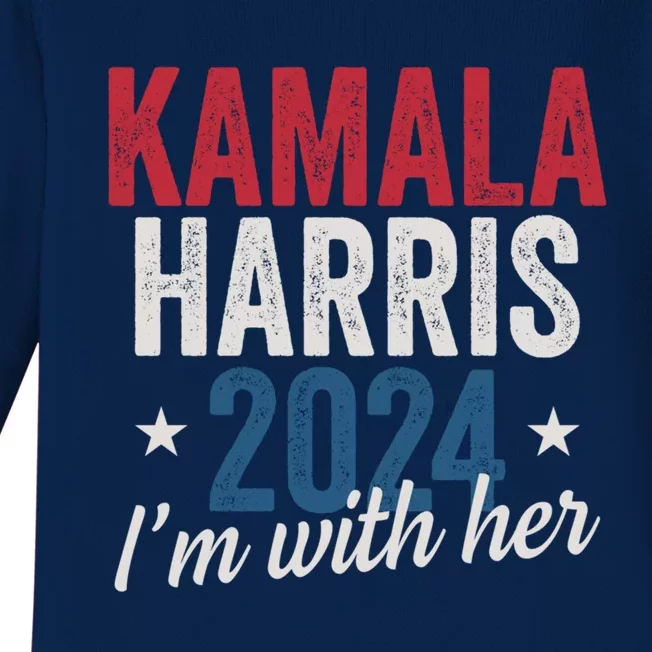 Kamala Harris 2024 Support IM With Her Kamala Harris 2024 Gift Baby Long Sleeve Bodysuit