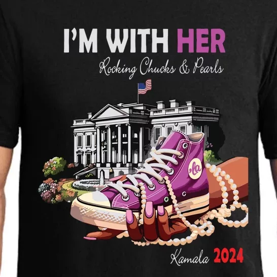 Kamala Harris 2024 IM With Her Rocking Chucks & Pearls Pajama Set