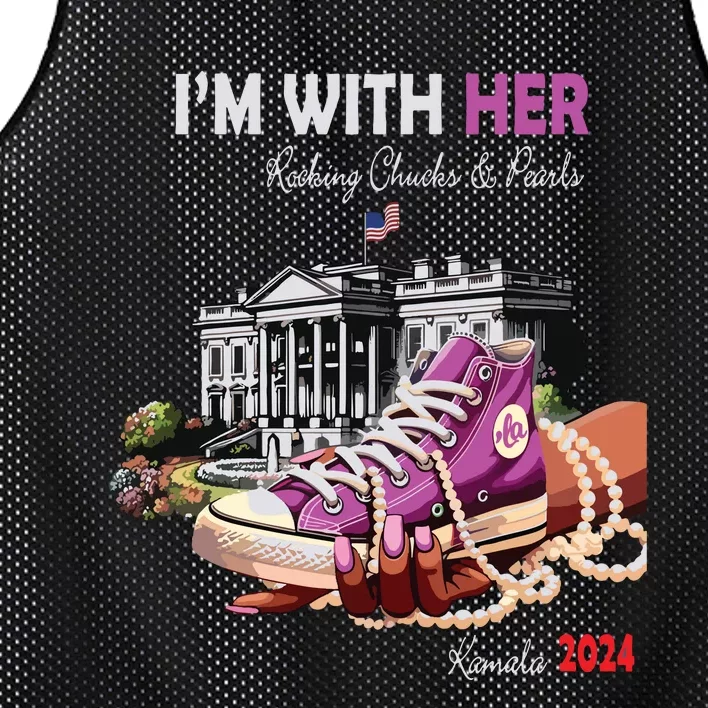 Kamala Harris 2024 IM With Her Rocking Chucks & Pearls Mesh Reversible Basketball Jersey Tank