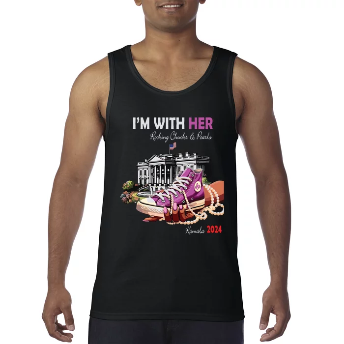 Kamala Harris 2024 IM With Her Rocking Chucks & Pearls Tank Top