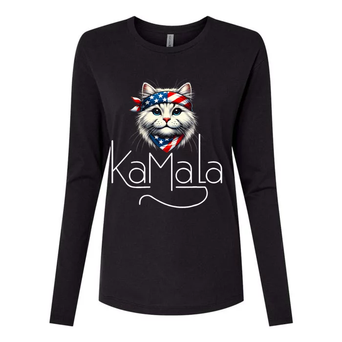 Kamala Harris 2024 Cat Lettering Positive Minimalist Harris Waltz 2024 Womens Cotton Relaxed Long Sleeve T-Shirt