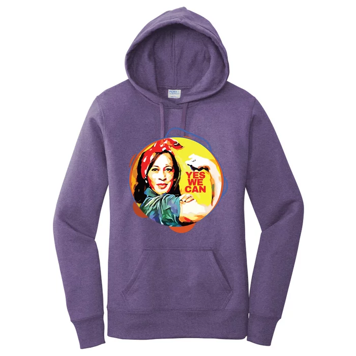 Kamala Harris 2024 Yes We Can Patriotic American Women's Pullover Hoodie