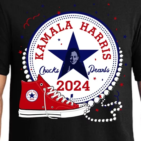 Kamala Harris 2024 Chucks And Pearls Comma La Cat Pajama Set