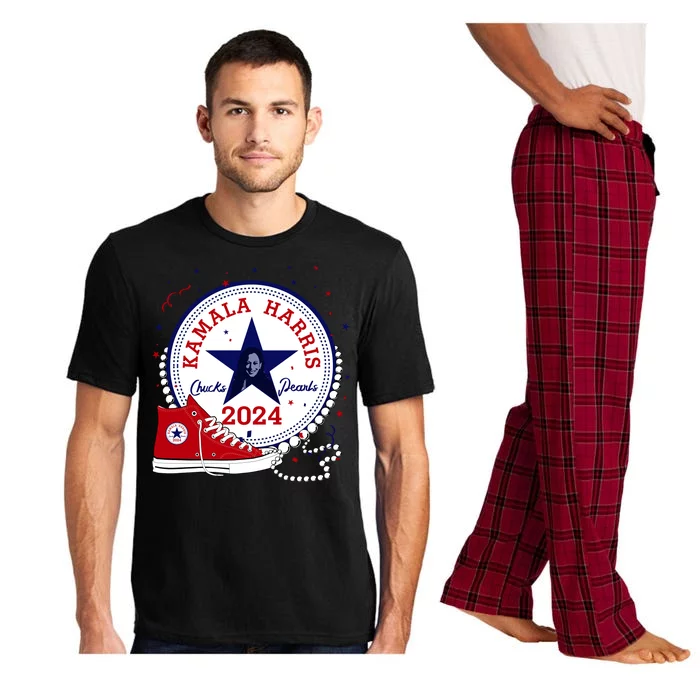 Kamala Harris 2024 Chucks And Pearls Comma La Cat Pajama Set