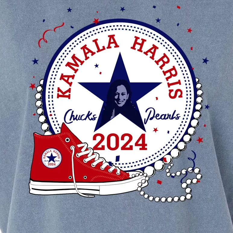 Kamala Harris 2024 Chucks And Pearls Comma La Cat Garment-Dyed Women's Muscle Tee