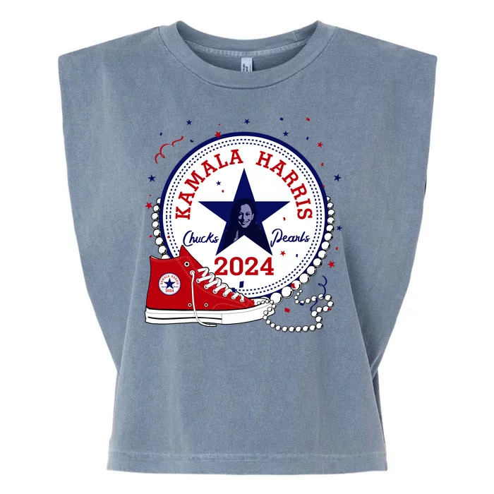 Kamala Harris 2024 Chucks And Pearls Comma La Cat Garment-Dyed Women's Muscle Tee