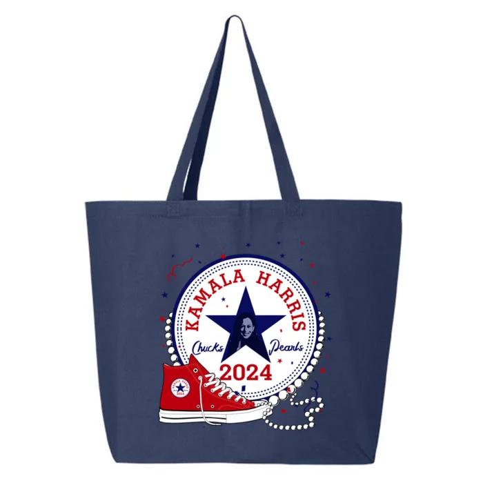 Kamala Harris 2024 Chucks And Pearls Comma La Cat 25L Jumbo Tote