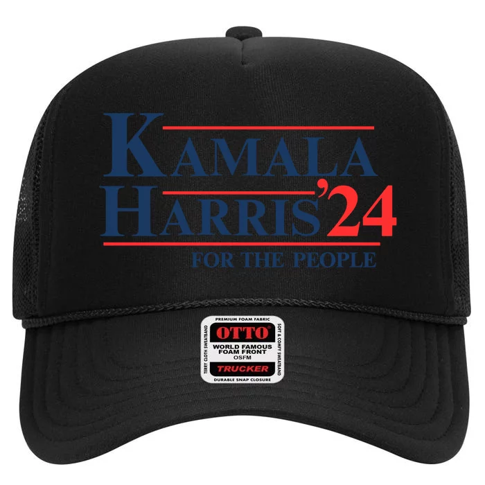 Kamala Harris 2024 For The People Support Graphic High Crown Mesh Trucker Hat