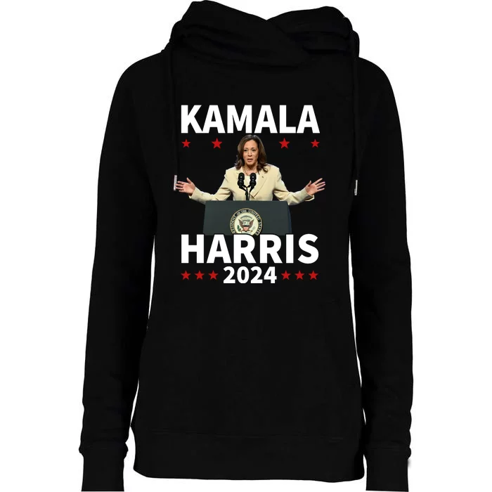 Kamala Harris 2024 Support Graphic Womens Funnel Neck Pullover Hood