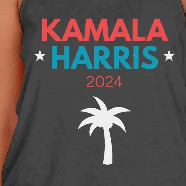 Kamala Harris 2024 Us Election Coconut Funny Meme Design Women's Knotted Racerback Tank