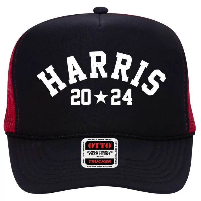 Kamala Harris 2024 Sporty Style Logo High Crown Mesh Trucker Hat