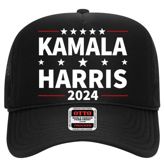 Kamala Harris 2024 Support Graphics High Crown Mesh Trucker Hat