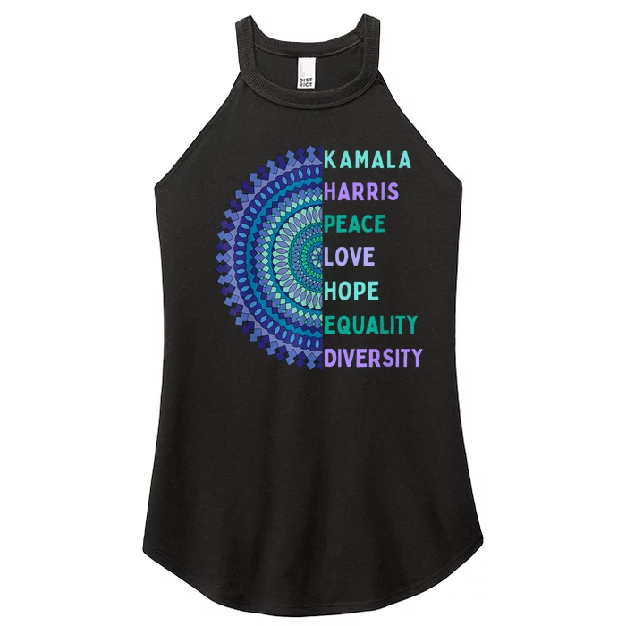 Kamala Harris 2024. Peace Love Hope Equality Diversity Women’s Perfect Tri Rocker Tank