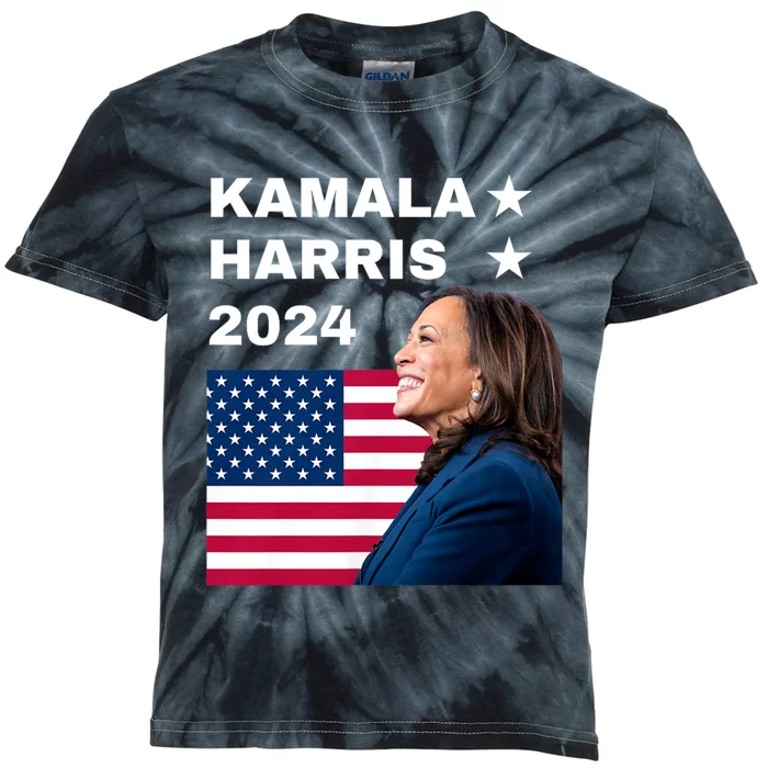 Kamala Harris 2024 Kamala For President Kids Tie-Dye T-Shirt