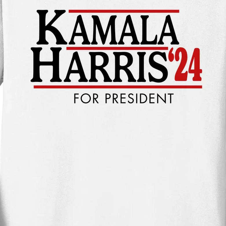 Kamala Harris 2024 For President Election Political Kids Long Sleeve Shirt