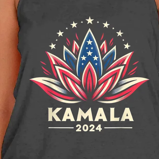 Kamala Harris 2024 Presidential Campaign American Lotus Women's Knotted Racerback Tank