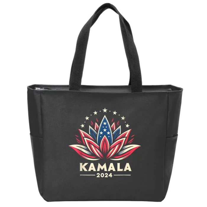 Kamala Harris 2024 Presidential Campaign American Lotus Zip Tote Bag