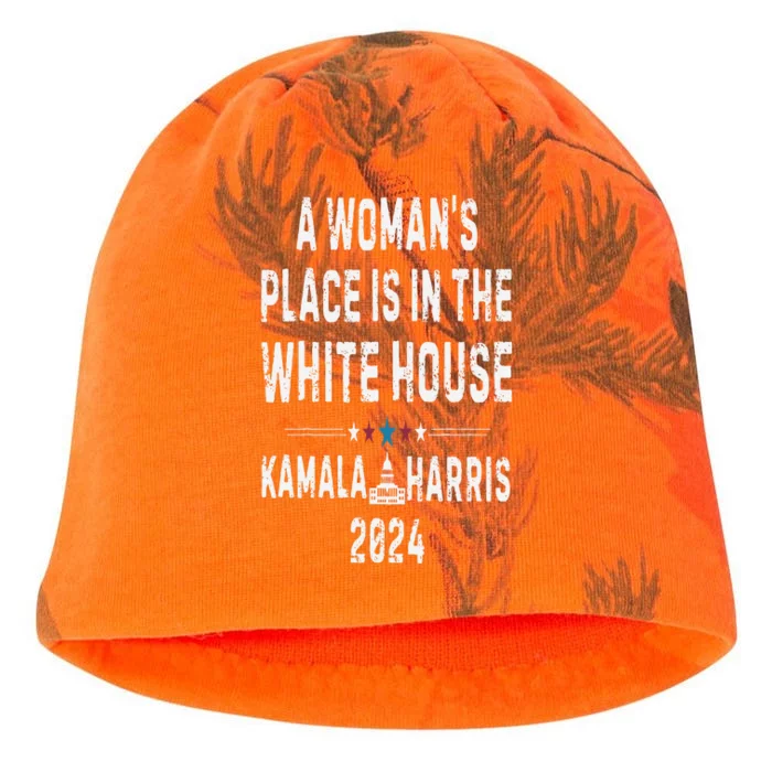 Kamala Harris 2024 President Save Democracy Kati - Camo Knit Beanie