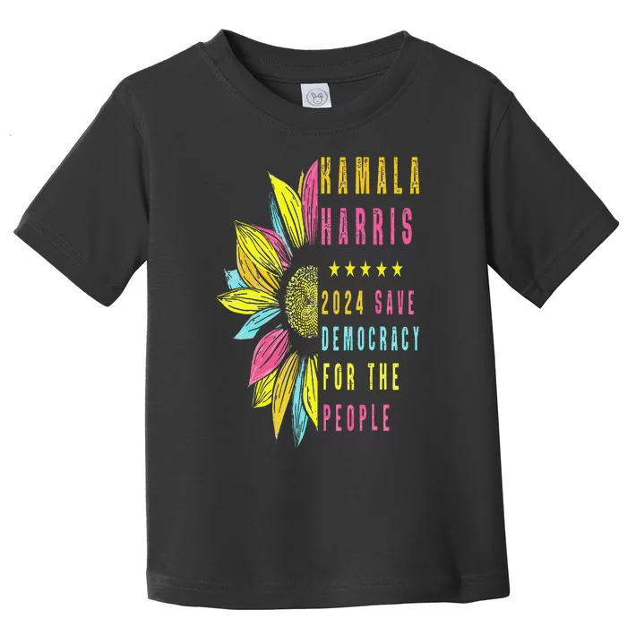 Kamala Harris 2024 Save Democracy For The People Sunflower Toddler T-Shirt