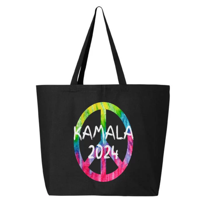 Kamala Harris 2024 Tie Dye Peace Sign Kamala Election 25L Jumbo Tote