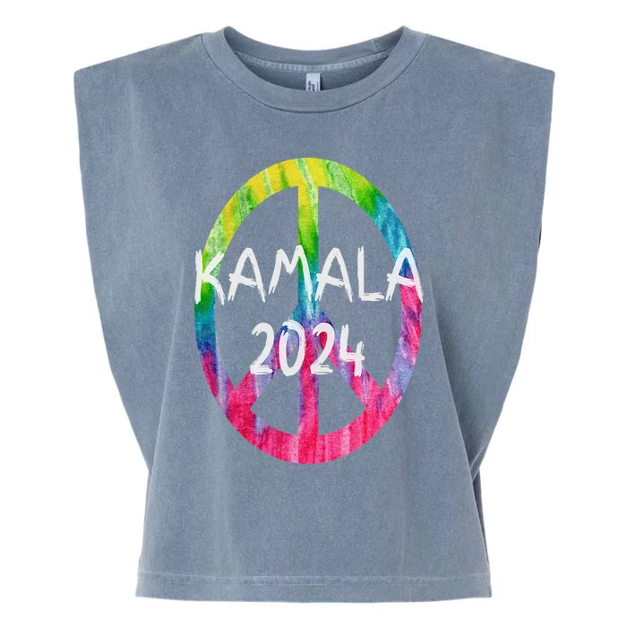 Kamala Harris 2024 Tie Dye Peace Sign Kamala Election Garment-Dyed Women's Muscle Tee