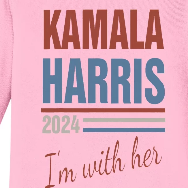 Kamala Harris 2024 Support IM With Her Kamala 2024 Baby Long Sleeve Bodysuit