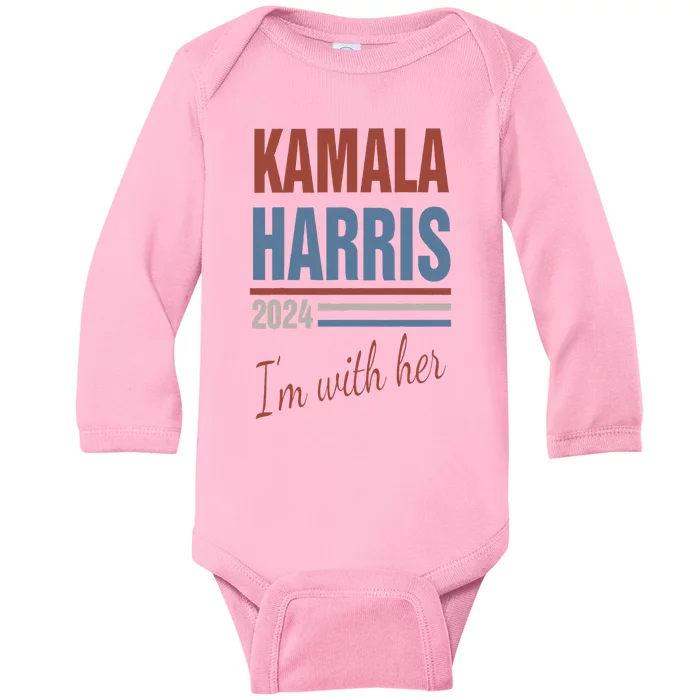 Kamala Harris 2024 Support IM With Her Kamala 2024 Baby Long Sleeve Bodysuit