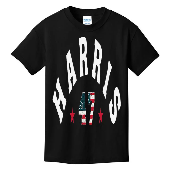 Kamala Harris 2024 With Harris 47 Style Curved Font Kids T-Shirt