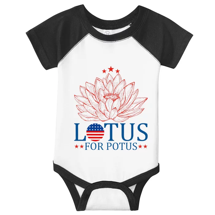 Kamala Harris 2024 Lotus For Potus President Trend Election Infant Baby Jersey Bodysuit