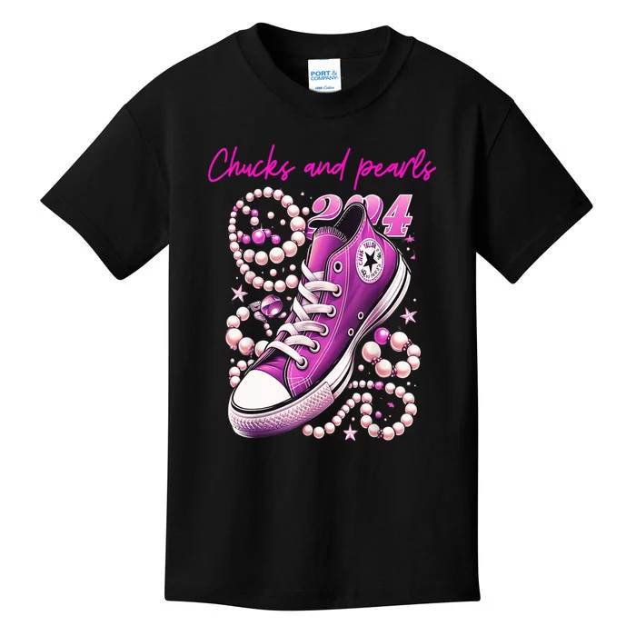 Kamala Harris 2024 For President Cute Chucks And Pearls Gift Kids T-Shirt