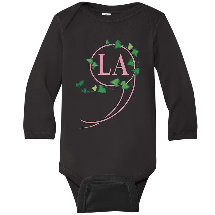 Kamala Harris 2024 President Comma La Ivy P.Ink And Green Gift Baby Long Sleeve Bodysuit