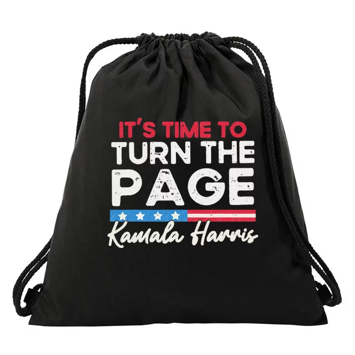 Kamala Harris 2024 ItS Time To Turn Page Drawstring Bag