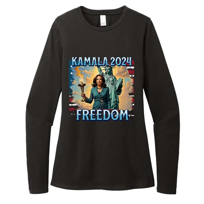 Kamala Harris 2024 For President Campaign Lady Liberty Torch Womens CVC Long Sleeve Shirt