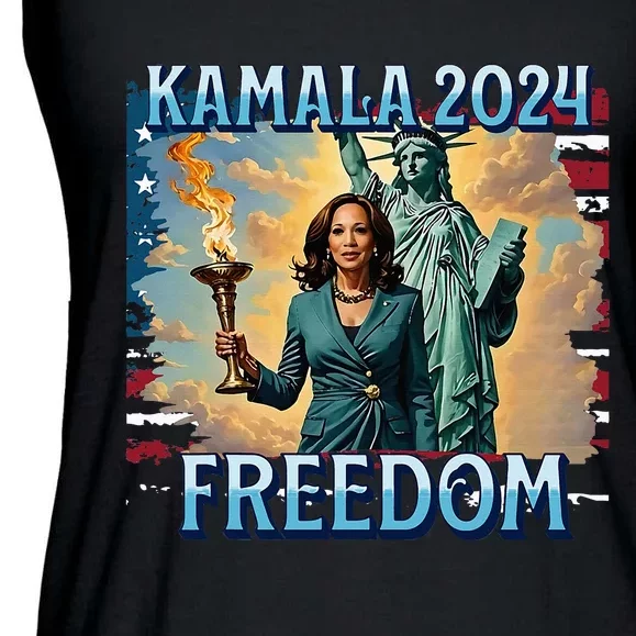 Kamala Harris 2024 For President Campaign Lady Liberty Torch Ladies Essential Flowy Tank