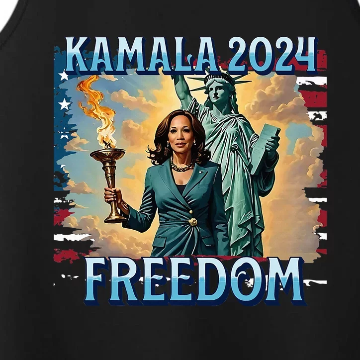 Kamala Harris 2024 For President Campaign Lady Liberty Torch Performance Tank