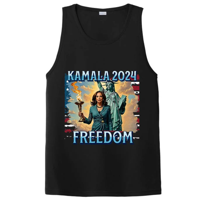 Kamala Harris 2024 For President Campaign Lady Liberty Torch Performance Tank