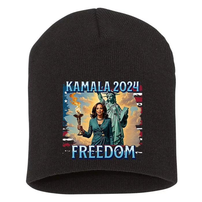 Kamala Harris 2024 For President Campaign Lady Liberty Torch Short Acrylic Beanie