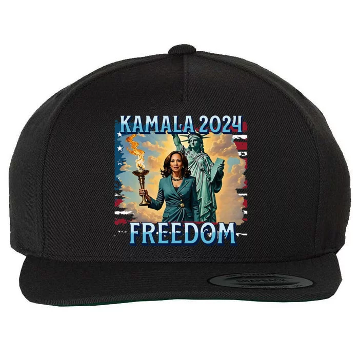 Kamala Harris 2024 For President Campaign Lady Liberty Torch Wool Snapback Cap