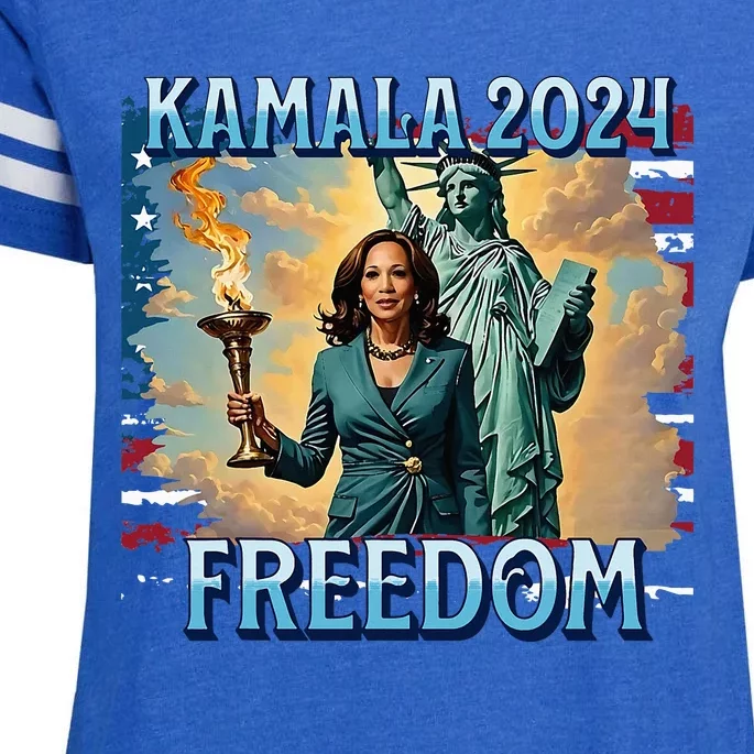 Kamala Harris 2024 For President Campaign Lady Liberty Torch Enza Ladies Jersey Football T-Shirt