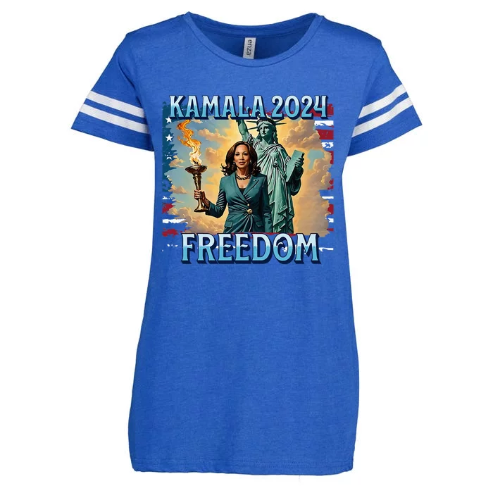 Kamala Harris 2024 For President Campaign Lady Liberty Torch Enza Ladies Jersey Football T-Shirt