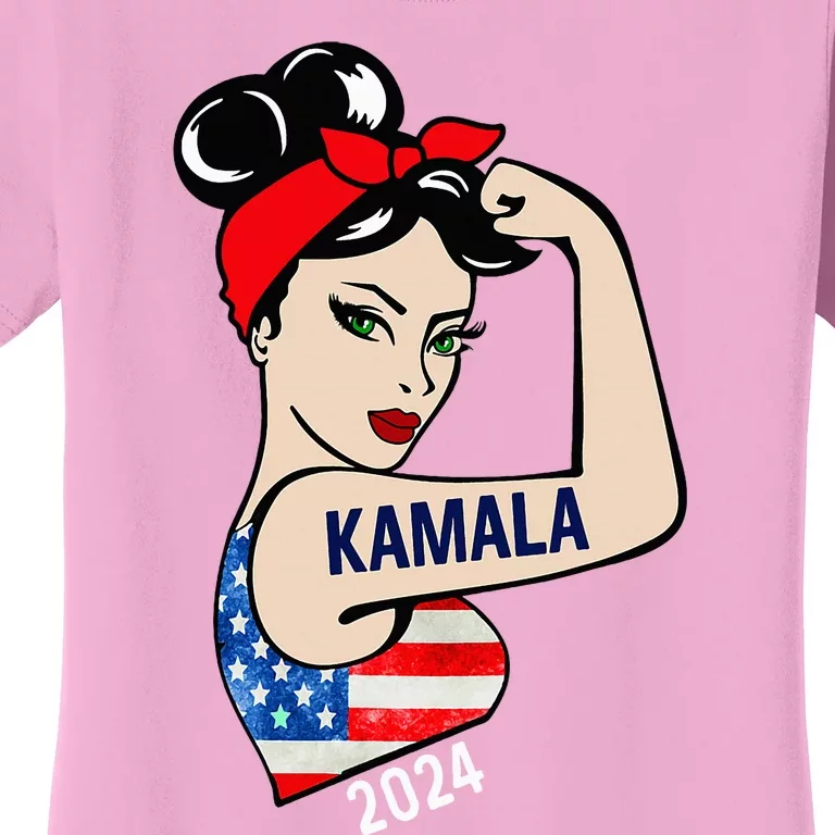 Kamala Harris 2024 President Women Funny America Flag Vote Women's T-Shirt