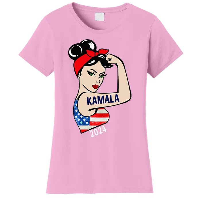 Kamala Harris 2024 President Women Funny America Flag Vote Women's T-Shirt