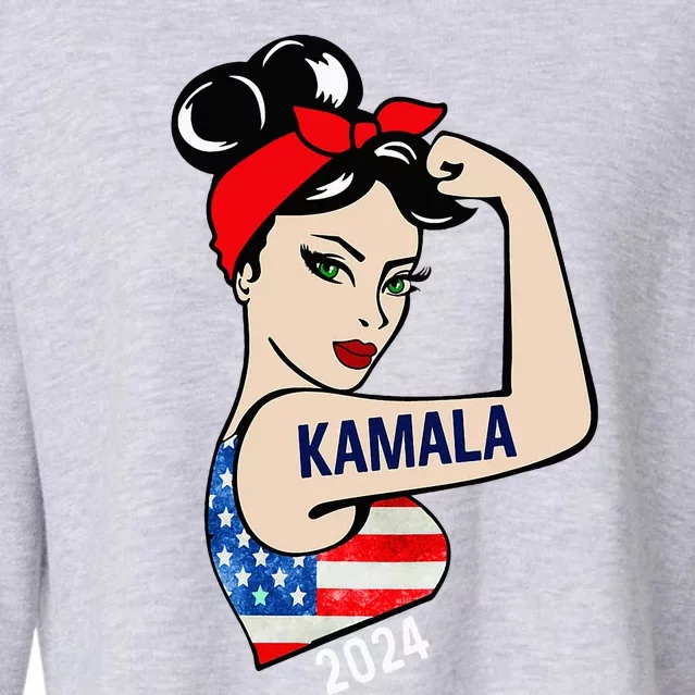 Kamala Harris 2024 President Women Funny America Flag Vote Cropped Pullover Crew