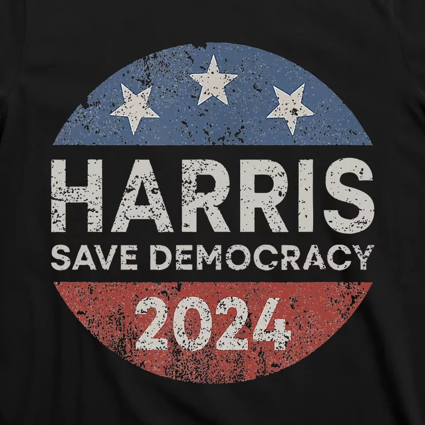 Kamala Harris 2024 Save Democracy Retro Button Election 2024 T-Shirt