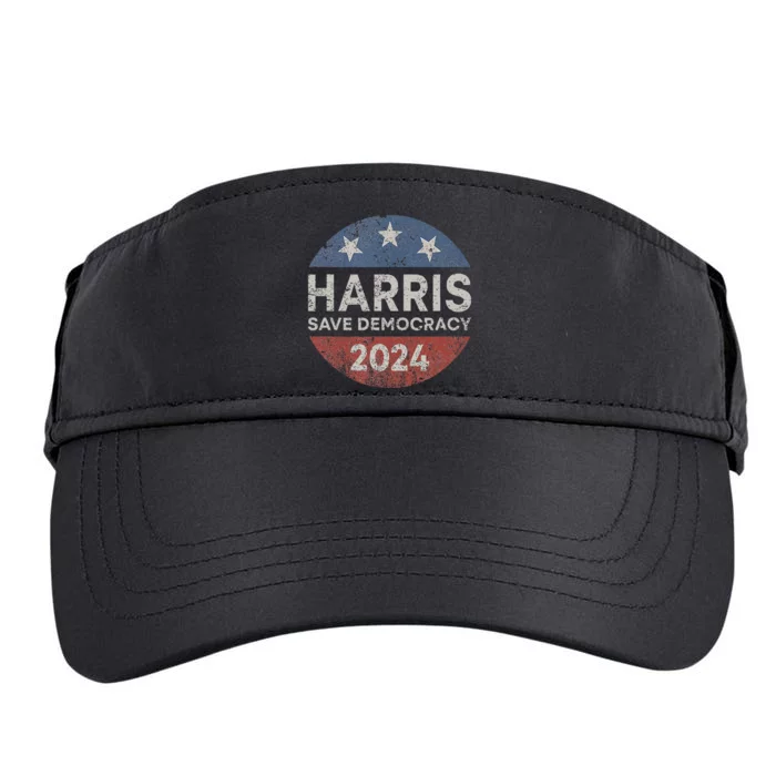 Kamala Harris 2024 Save Democracy Retro Button Election 2024 Adult Drive Performance Visor