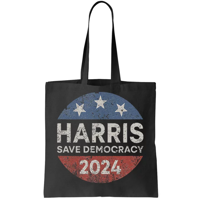 Kamala Harris 2024 Save Democracy Retro Button Election 2024 Tote Bag