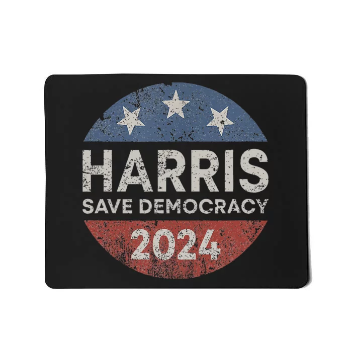 Kamala Harris 2024 Save Democracy Retro Button Election 2024 Mousepad