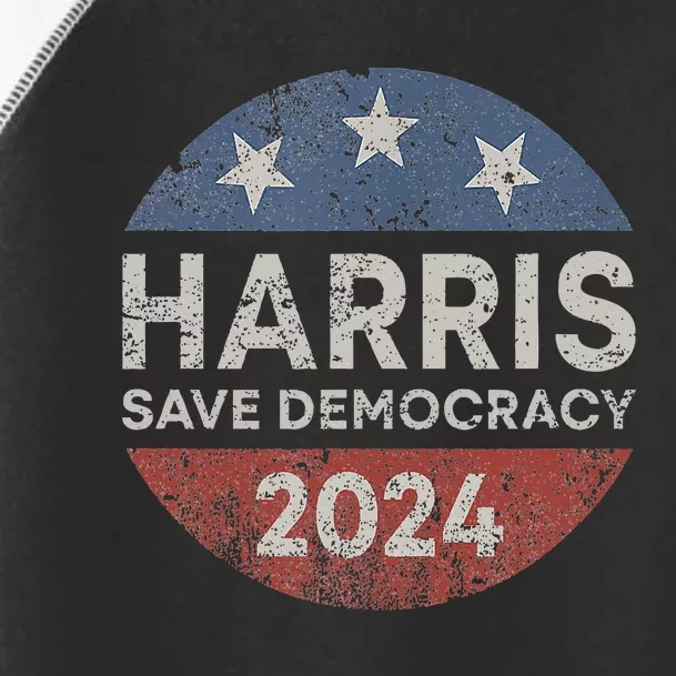 Kamala Harris 2024 Save Democracy Retro Button Election 2024 Toddler Fine Jersey T-Shirt