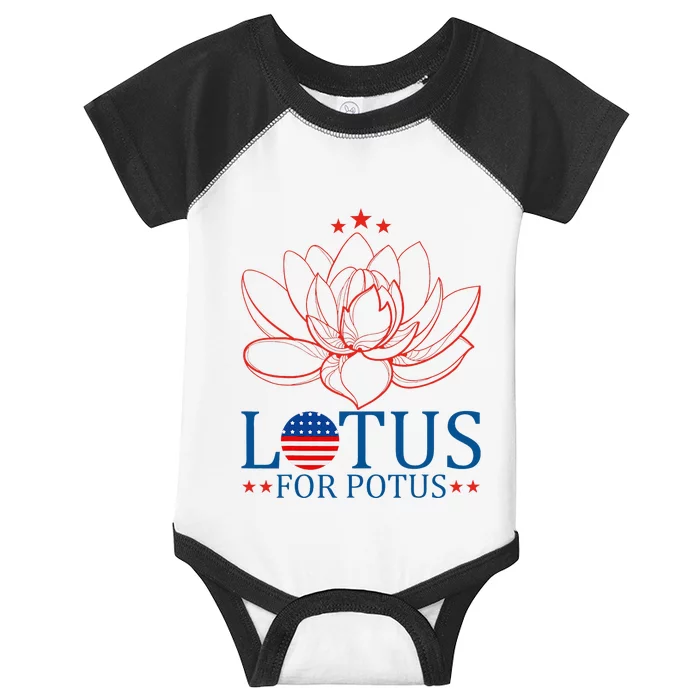 Kamala Harris 2024 Lotus For Potus President Trend Election Infant Baby Jersey Bodysuit